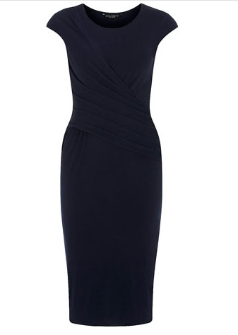 ink dress, mad men, office style, shift dress, blue dress