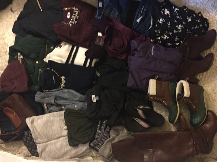 Clothing and accessories all laid out (above): Iceland and Ireland Packing